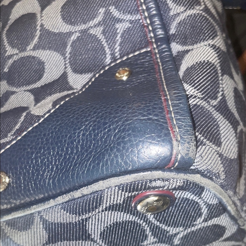 Coach Mickie Satchel  Signature C Denim and Leather Trim GUC - Picture 12 of 16